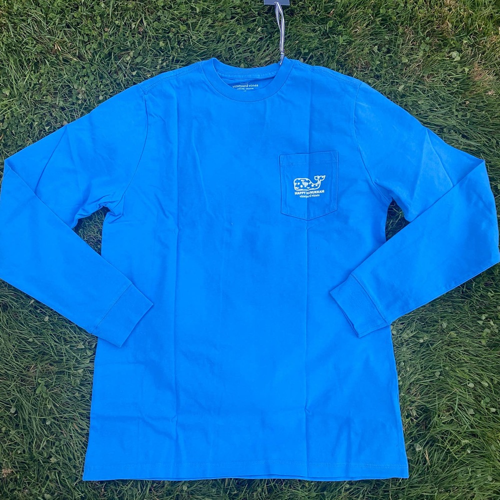 NWT Vineyard Vines Kids Happy Hanukkah Whale Long Sleeve T-Shirt (XL/18) - Picture 2 of 9